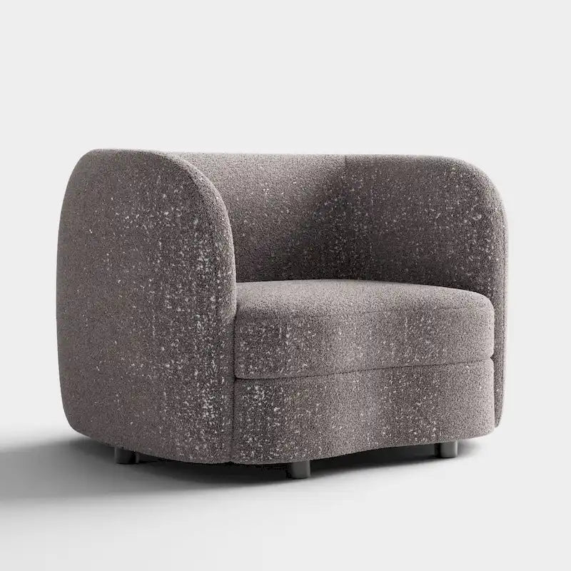 Fauteuil d'appoint Ophelia de Furniture of America avec accoudoirs incurvés modernes en bouclette, assise de style haricot et pieds ronds en bois