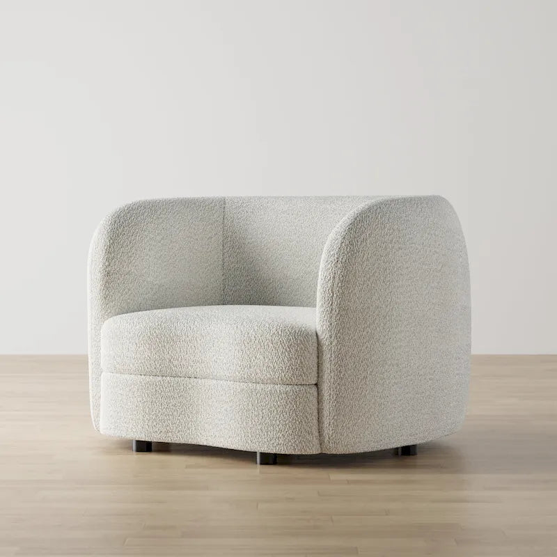 Fauteuil d'appoint Ophelia de Furniture of America avec accoudoirs incurvés modernes en bouclette, assise de style haricot et pieds ronds en bois