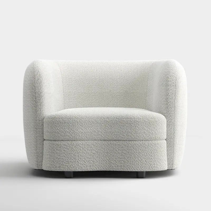 Fauteuil d'appoint Ophelia de Furniture of America avec accoudoirs incurvés modernes en bouclette, assise de style haricot et pieds ronds en bois