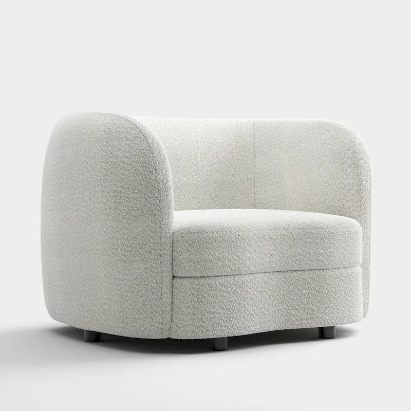 Fauteuil d'appoint Ophelia de Furniture of America avec accoudoirs incurvés modernes en bouclette, assise de style haricot et pieds ronds en bois