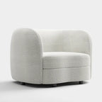 Fauteuil d'appoint Ophelia de Furniture of America avec accoudoirs incurvés modernes en bouclette, assise de style haricot et pieds ronds en bois