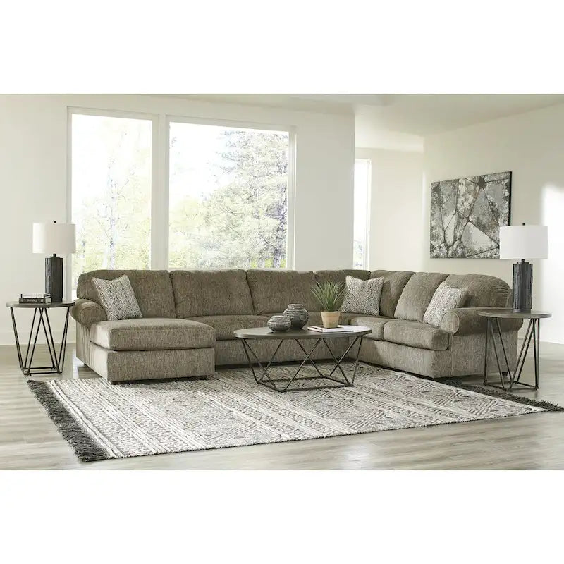 Canapé d'angle 3 places avec méridienne Signature Design by Ashley Hoylake marron - 143W x 95D x 35H