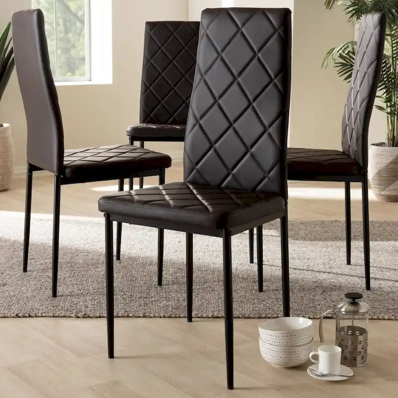 Lot de 4 chaises de salle à manger modernes en similicuir par Baxton Studio
