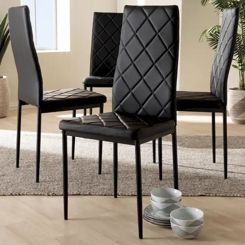 Lot de 4 chaises de salle à manger modernes en similicuir par Baxton Studio