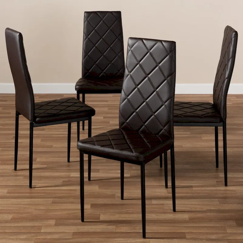 Lot de 4 chaises de salle à manger modernes en similicuir par Baxton Studio