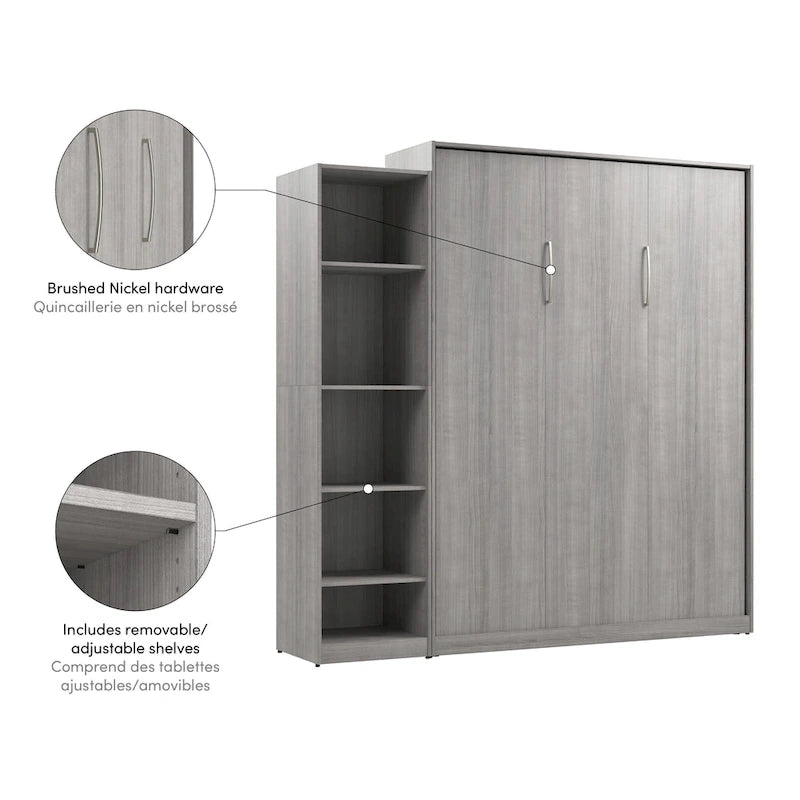 Lit escamotable Claremont Queen avec organisateur de garde-robe (85 po de largeur) par Bestar