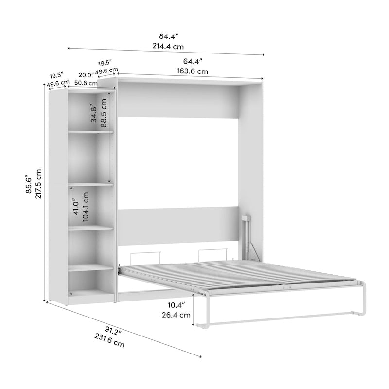Lit escamotable Claremont Queen avec organisateur de garde-robe (85 po de largeur) par Bestar