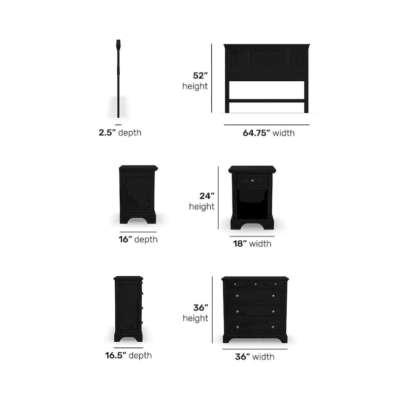Ensemble de lit, de chevet et de commode 3 pièces Bedford Queen/Full par Homestyles