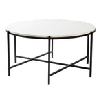 Table basse Tresana en marbre et métal mat, fabriquée à la main, au design moderne