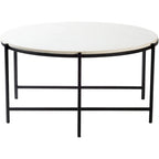 Table basse Tresana en marbre et métal mat, fabriquée à la main, au design moderne