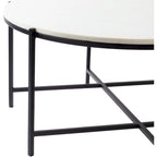 Table basse Tresana en marbre et métal mat, fabriquée à la main, au design moderne