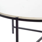Table basse Tresana en marbre et métal mat, fabriquée à la main, au design moderne