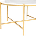Table basse Tresana en marbre et métal mat, fabriquée à la main, au design moderne