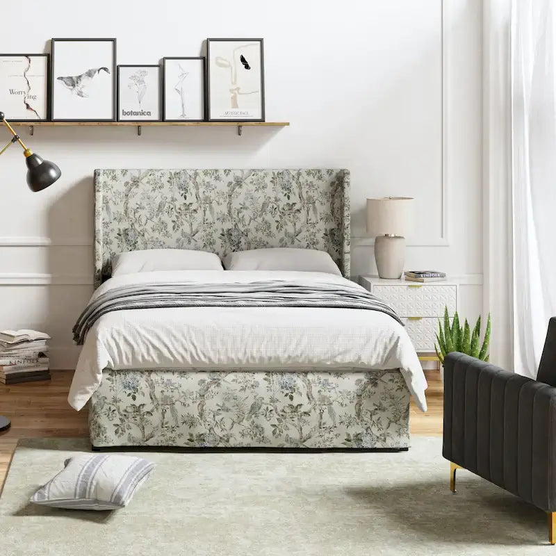 Lit en métal rembourré avec housse lavable traditionnelle Louise par HULALA HOME