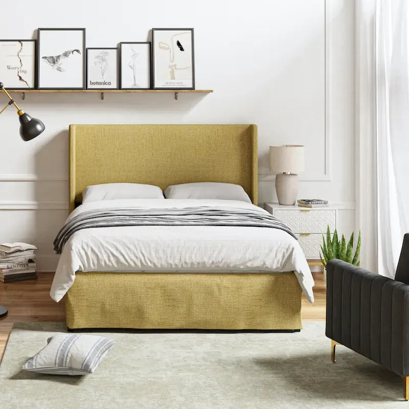 Lit en métal rembourré avec housse lavable traditionnelle Louise par HULALA HOME