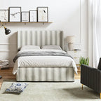Lit en métal rembourré avec housse lavable traditionnelle Louise par HULALA HOME