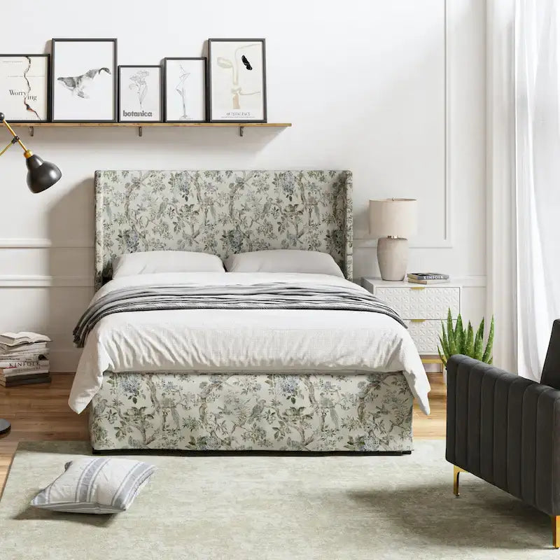 Lit en métal rembourré avec housse lavable traditionnelle Louise par HULALA HOME