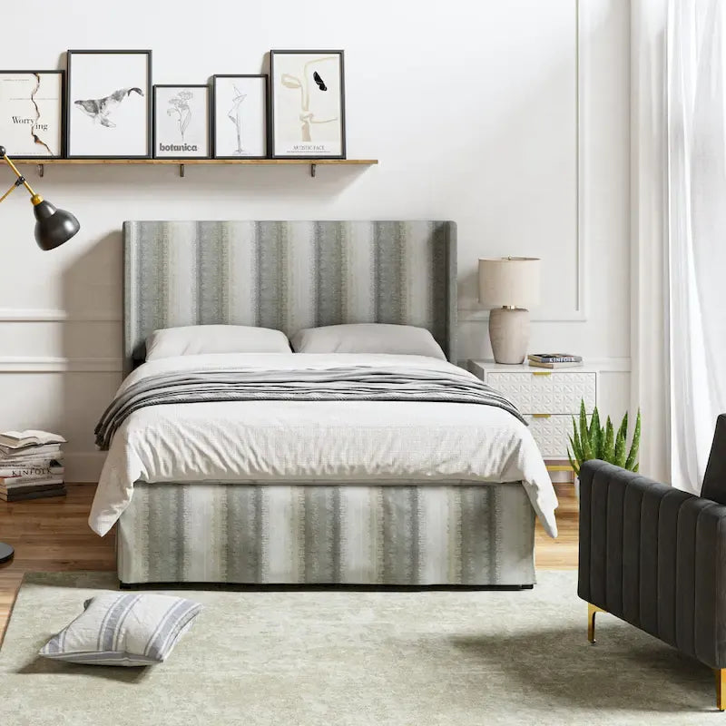 Lit en métal rembourré avec housse lavable traditionnelle Louise par HULALA HOME