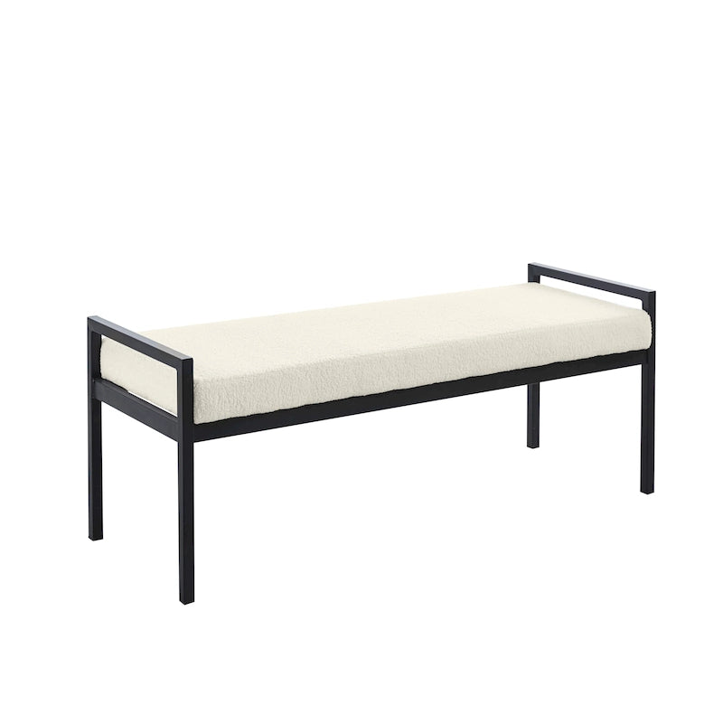 Banc rembourré en tissu Teddy Porthos Home Rue avec pieds en acier