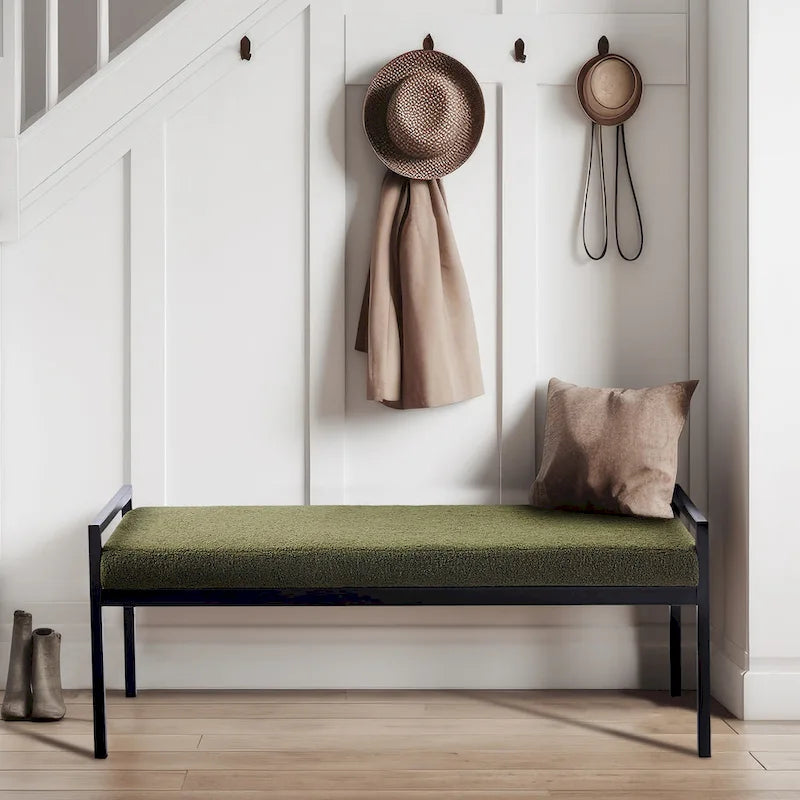 Banc rembourré en tissu Teddy Porthos Home Rue avec pieds en acier