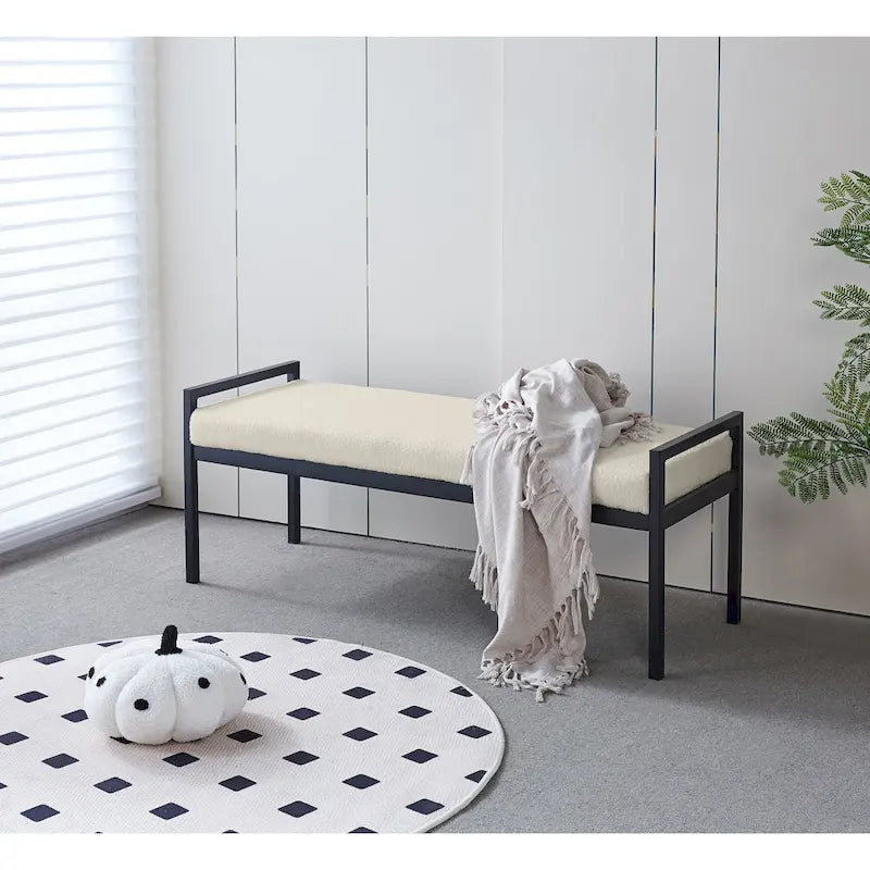Banc rembourré en tissu Teddy Porthos Home Rue avec pieds en acier