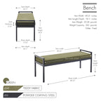 Banc rembourré en tissu Teddy Porthos Home Rue avec pieds en acier