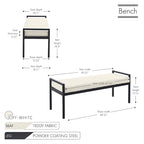 Banc rembourré en tissu Teddy Porthos Home Rue avec pieds en acier