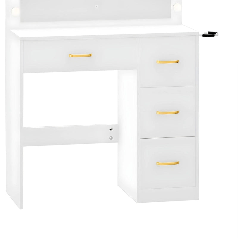 Table de toilette miroir Moasis 35.4 avec tabouret et ampoule - 35,4L x 15,7l x 53,5H