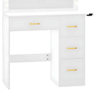 Table de toilette miroir Moasis 35.4 avec tabouret et ampoule - 35,4L x 15,7l x 53,5H