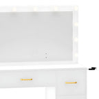 Table de toilette miroir Moasis 35.4 avec tabouret et ampoule - 35,4L x 15,7l x 53,5H