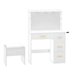 Table de toilette miroir Moasis 35.4 avec tabouret et ampoule - 35,4L x 15,7l x 53,5H