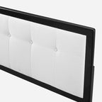 Tête de lit capitonnée Marlin traditionnelle en tissu blanc avec cadre en bois noir - Grand lit