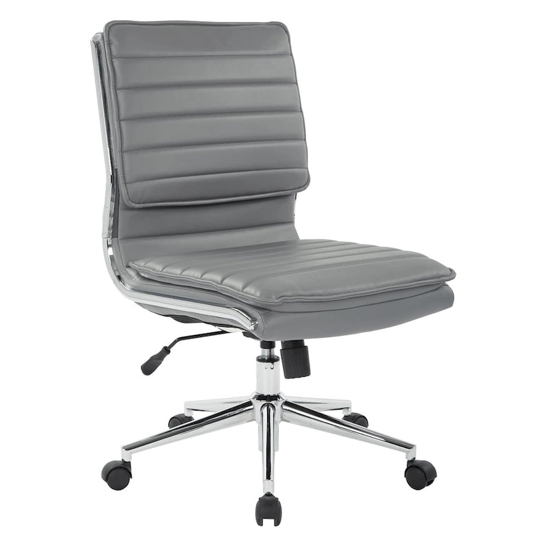 Fauteuil de bureau sans accoudoirs en similicuir avec base chromée pour managers