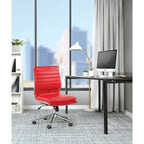 Fauteuil de bureau sans accoudoirs en similicuir avec base chromée pour managers