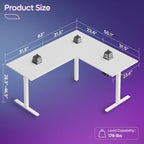 Bureau d'angle en forme de L de 63 pouces avec LED, pour le jeu, avec support de moniteur ergonomique