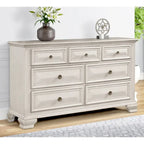 Ensemble de chambre à coucher en bois parchemin vieilli Roundhill Furniture Renova, lit à panneaux, commode, miroir, table de chevet