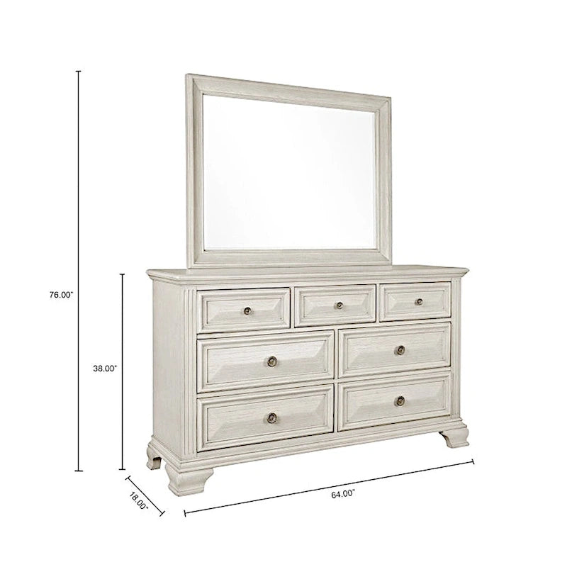Ensemble de chambre à coucher en bois parchemin vieilli Roundhill Furniture Renova, lit à panneaux, commode, miroir, table de chevet