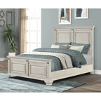 Ensemble de chambre à coucher en bois parchemin vieilli Roundhill Furniture Renova, lit à panneaux, commode, miroir, table de chevet