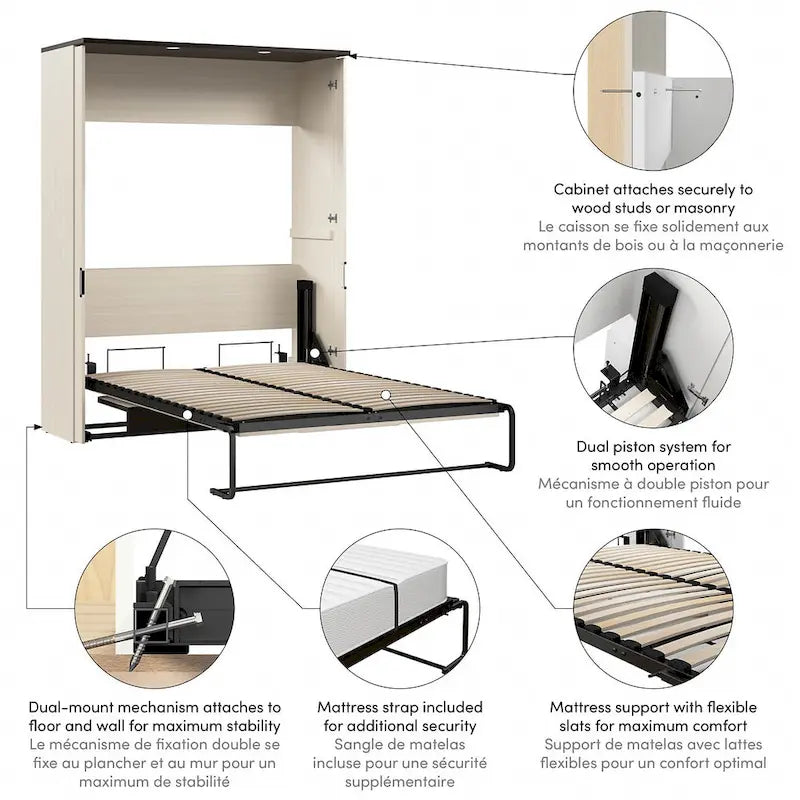 Lit escamotable complet Lumina 61W avec bureau de Bestar