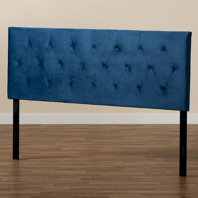 Tête de lit tapissée en velours Felix moderne et contemporaine - Bleu marine