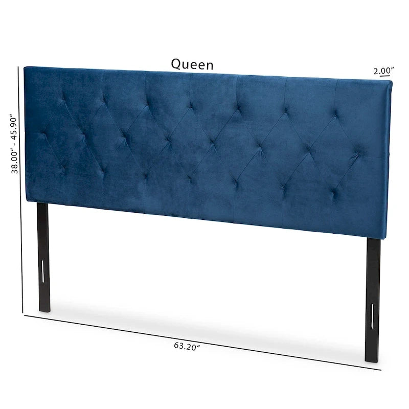 Tête de lit tapissée en velours Felix moderne et contemporaine - Bleu marine