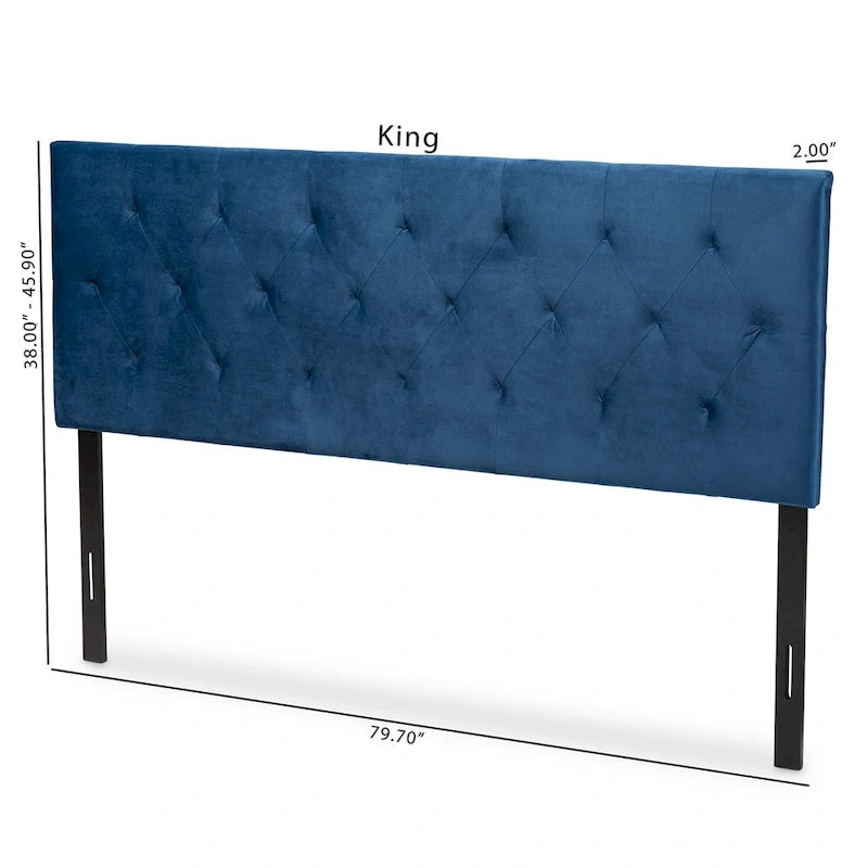 Tête de lit tapissée en velours Felix moderne et contemporaine - Bleu marine