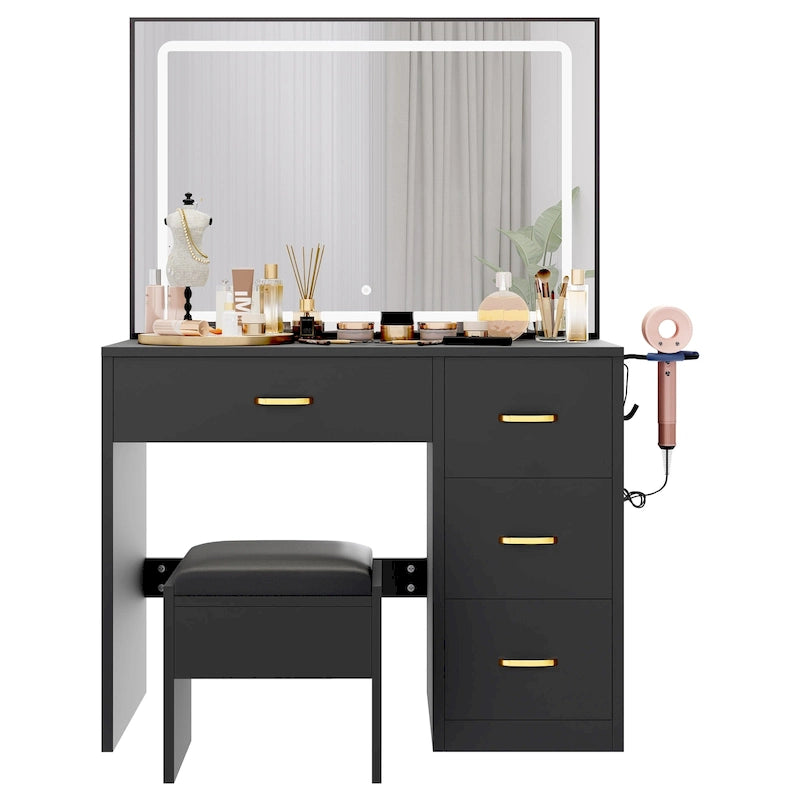 Coiffeuse avec miroir lumineux - 90L x 40L x 136H cm