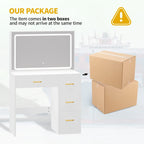 Coiffeuse avec miroir lumineux - 90L x 40L x 136H cm