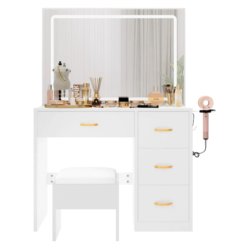 Coiffeuse avec miroir lumineux - 90L x 40L x 136H cm