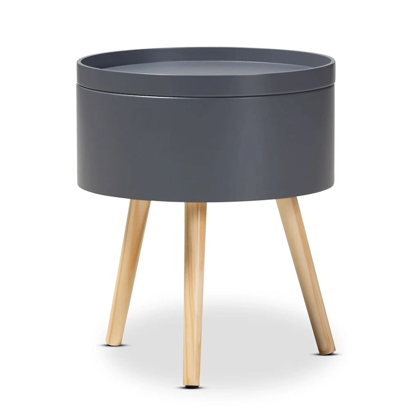  Jessen Mid-Century Modern Wood End Table with Removable Top