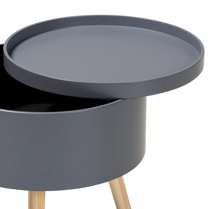 Table d'appoint Jessen en bois, style moderne du milieu du siècle, avec plateau amovible