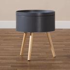 Table d'appoint Jessen en bois, style moderne du milieu du siècle, avec plateau amovible