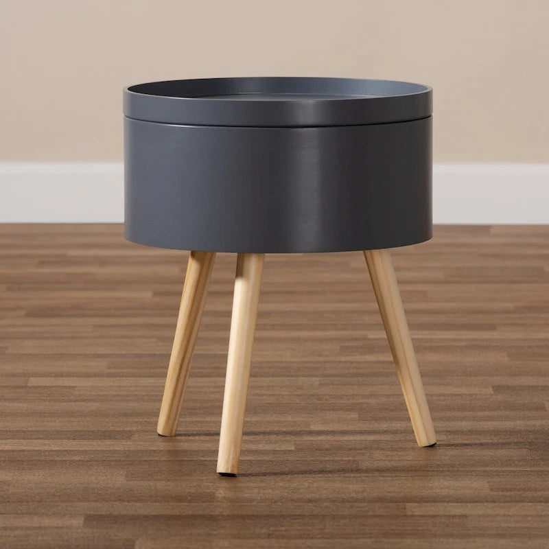 Table d'appoint Jessen en bois, style moderne du milieu du siècle, avec plateau amovible