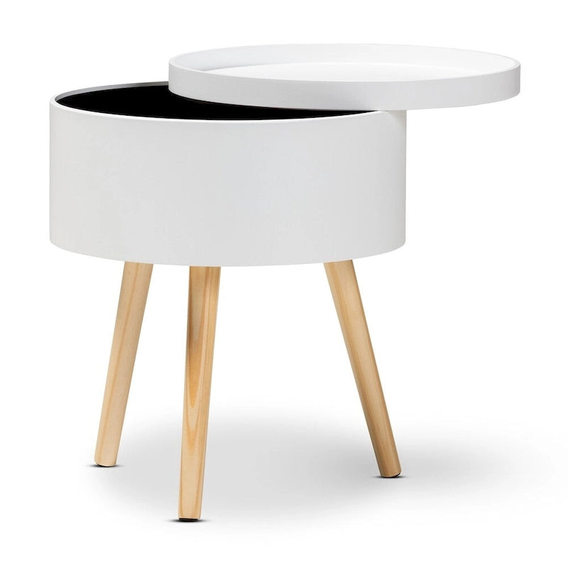 Table d'appoint Jessen en bois, style moderne du milieu du siècle, avec plateau amovible